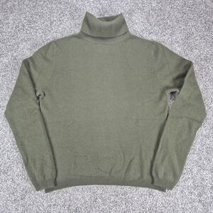 Lord & Taylor Cashmere Sweater Womens Small Green Turtleneck Knit Minimalist
